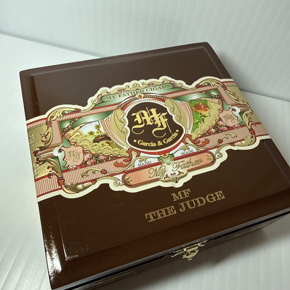 My Father the Judge Grand Robusto Wooden Cigar Box 8.5x6x3.25 Inches